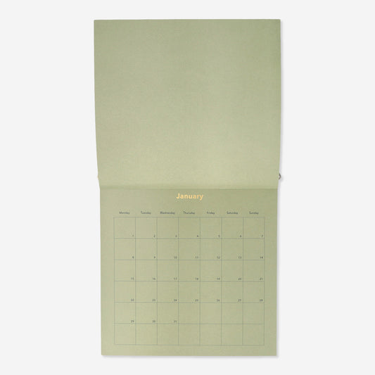 Calendar 2024 Wt Wall Green W/Oholidays