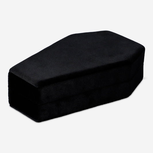 Jewelry Box Black Coffin Shape Velour