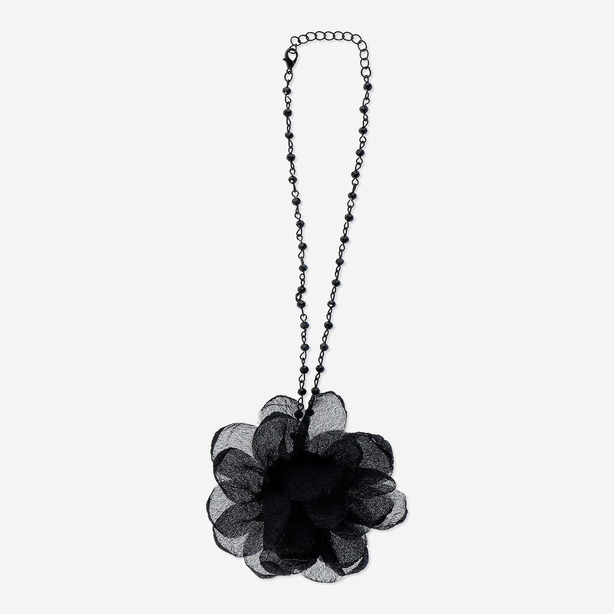 Choker Black Chain With Black Flower