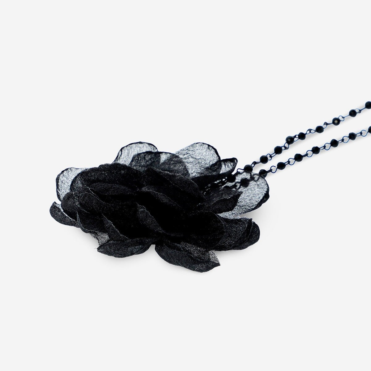 Choker Black Chain With Black Flower