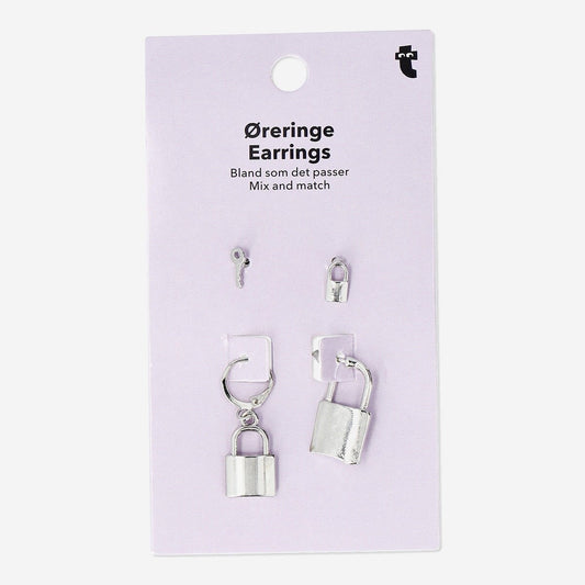 Earrings Studs Lock And Keys 4Pc Set