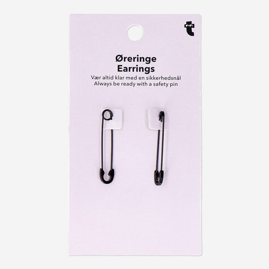 Earrings Safety Pins Black 2Pcs