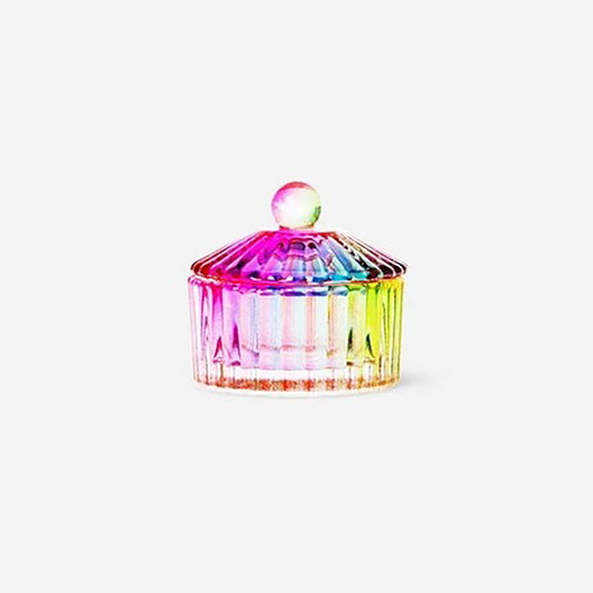 Jar W.Lid Glass Dia 3,5Cm Rainbow Round