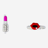 Fingerrings 2 Pcs Lips And Lipstick