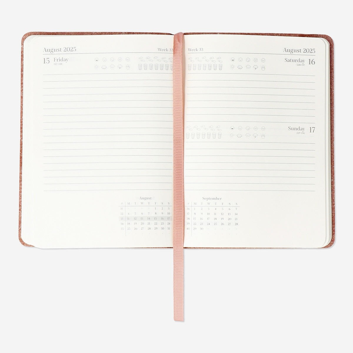 Calendar2025 A6 Day Coral Recycl Leather