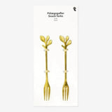 Fork Leaves 2 Pcs Set Gold