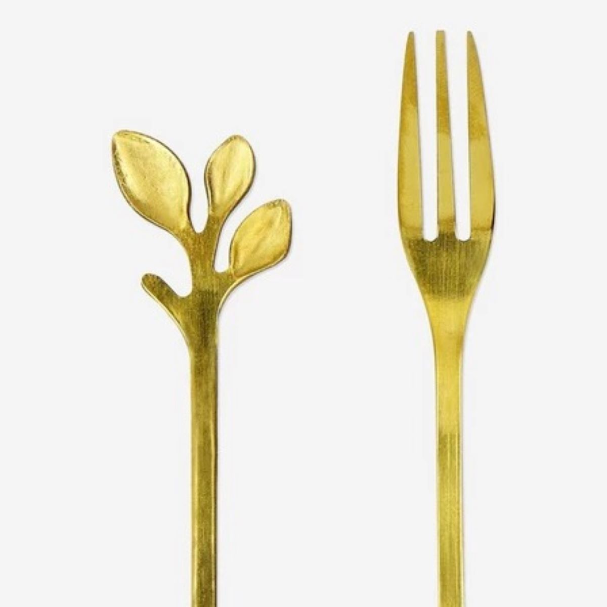 Fork Leaves 2 Pcs Set Gold