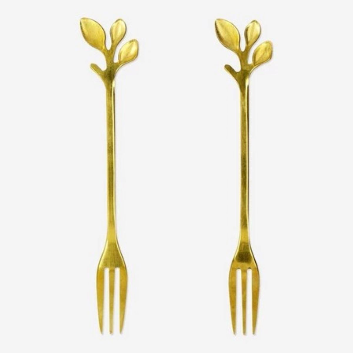 Fork Leaves 2 Pcs Set Gold