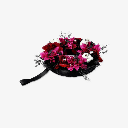 Wreath Dia 20Cm Recycled With Flower & Skulls
