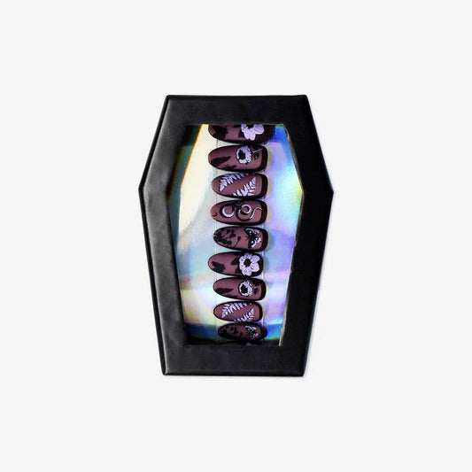 Nails Fake Adult Purple W Sticker 24Pcs Coffin Case