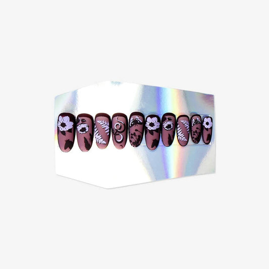 Nails Fake Adult Purple W Sticker 24Pcs Coffin Case