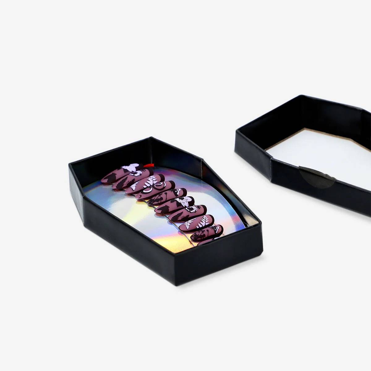 Nails Fake Adult Purple W Sticker 24Pcs Coffin Case