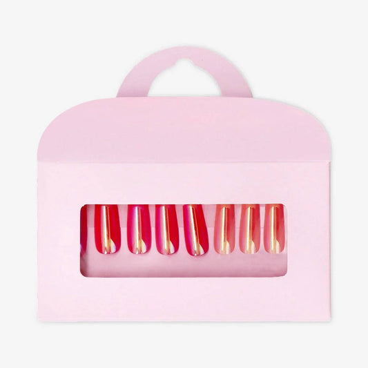 Nails Fake Press-On Pink Irridiscent 24P