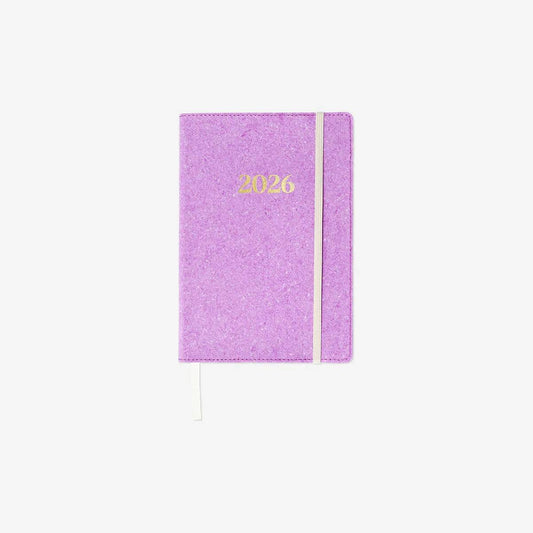 Calendar 2026 A5 Day Purple Recycled Leather En
