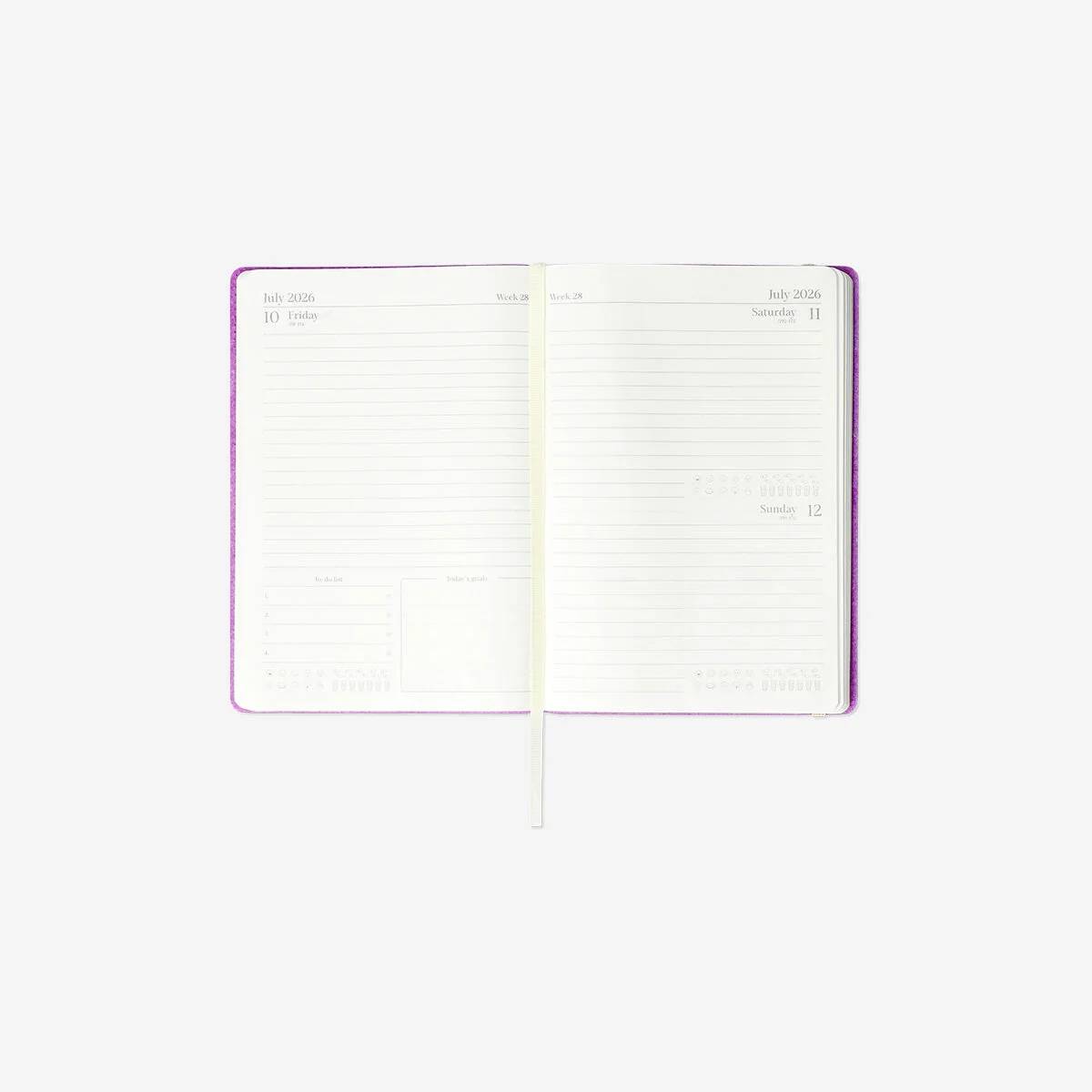 Calendar 2026 A5 Day Purple Recycled Leather En