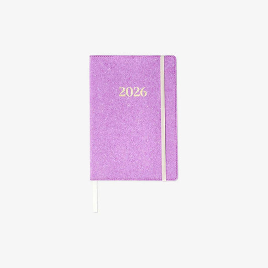 Calendar 2026 A5 Week Purple Recycled Leather En