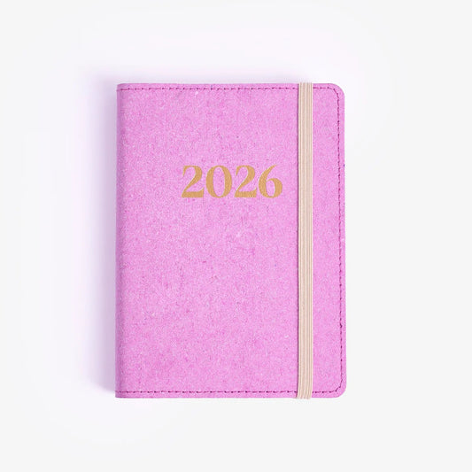 Calendar 2026 A6 Day Purple Recycled Leather En