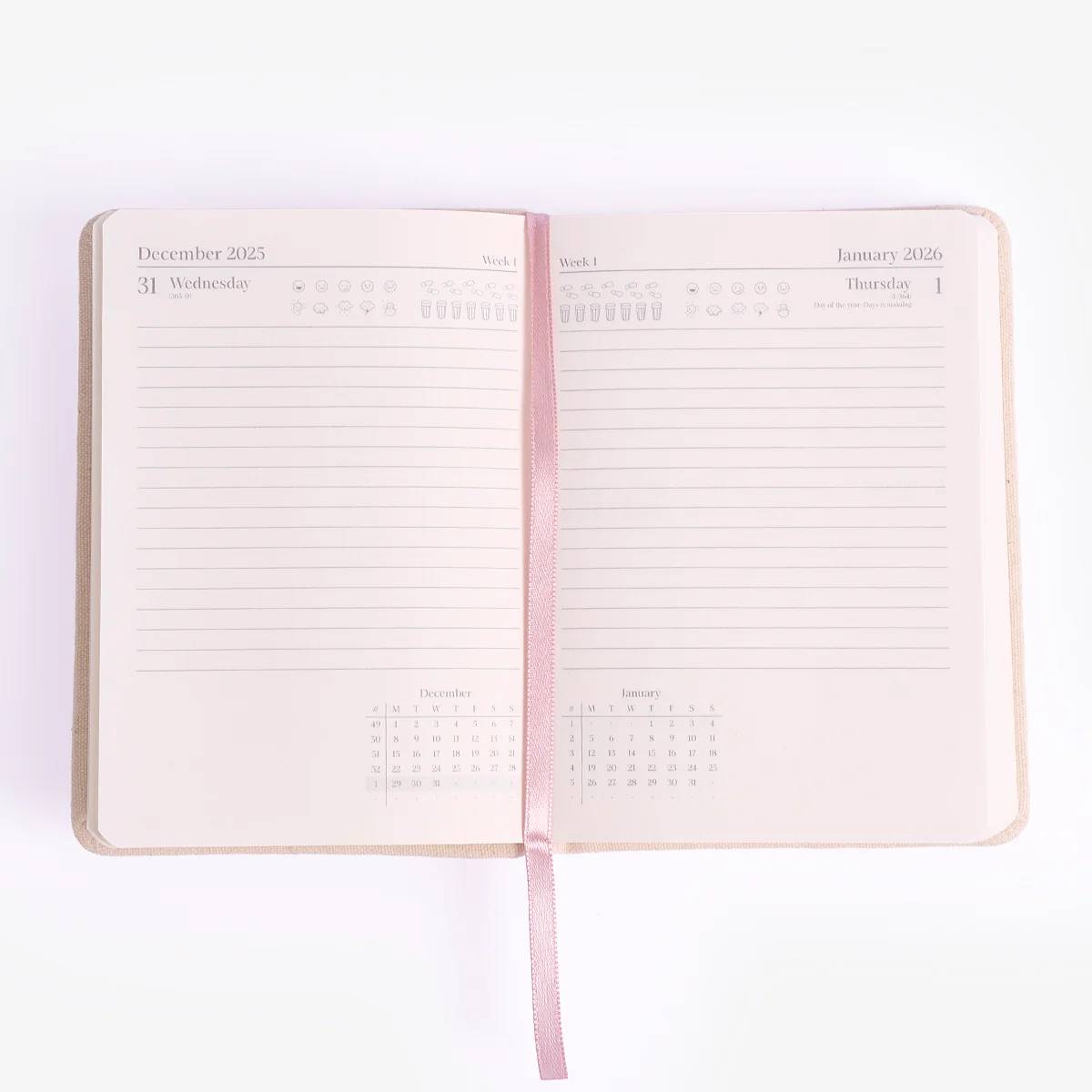 Calendar 2026 A6 Day Linen En