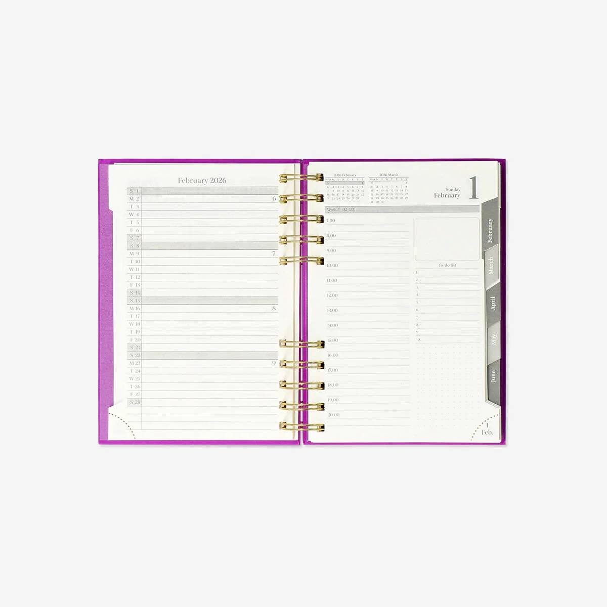 Calendar 2026 Day Spiral Purple En