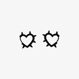 Earrings Heart Studs Black