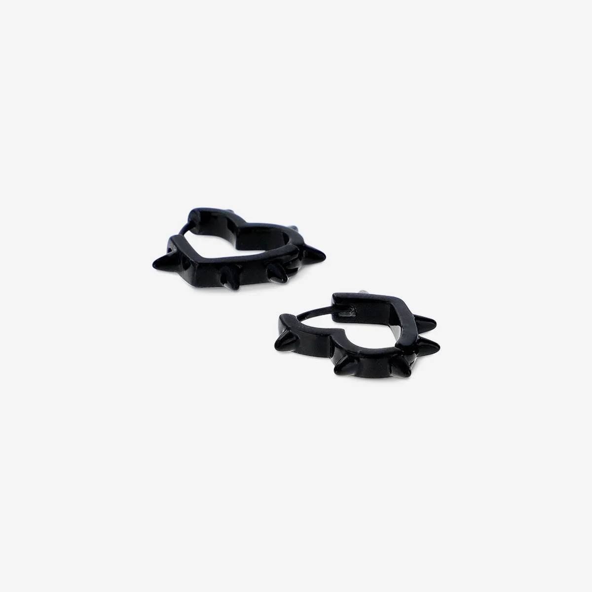 Earrings Heart Studs Black