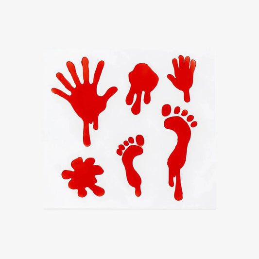 Window Deco Gel Hands And Blood Stains 6 Pcs