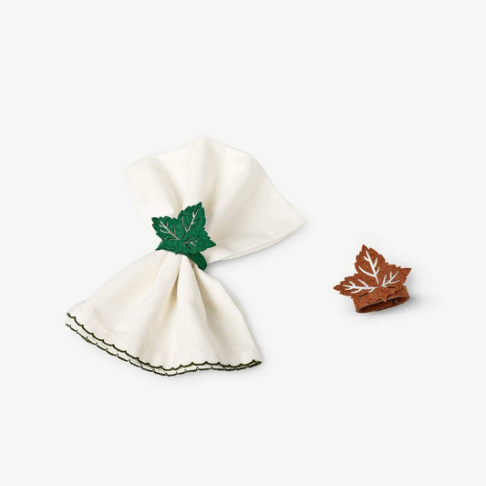 Napkin Rings Recycled Felt Leaf Shape 4P
