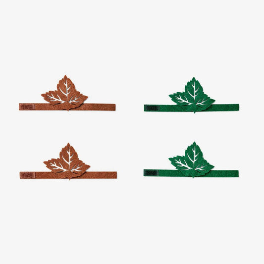 Napkin Rings Recycled Felt Leaf Shape 4P