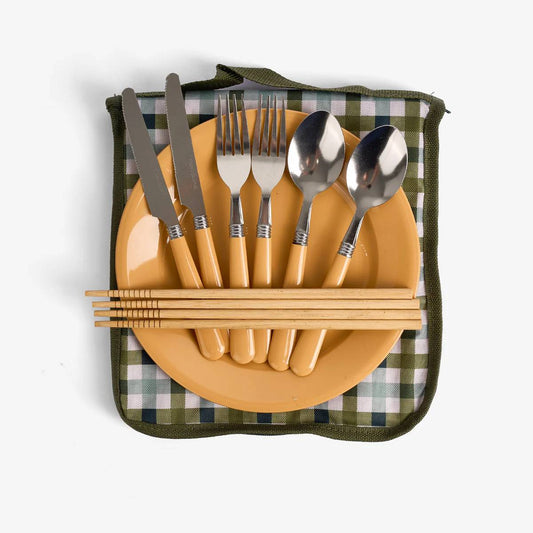 Picnic Set W Plates And Cutlery For 2 Pers Checks