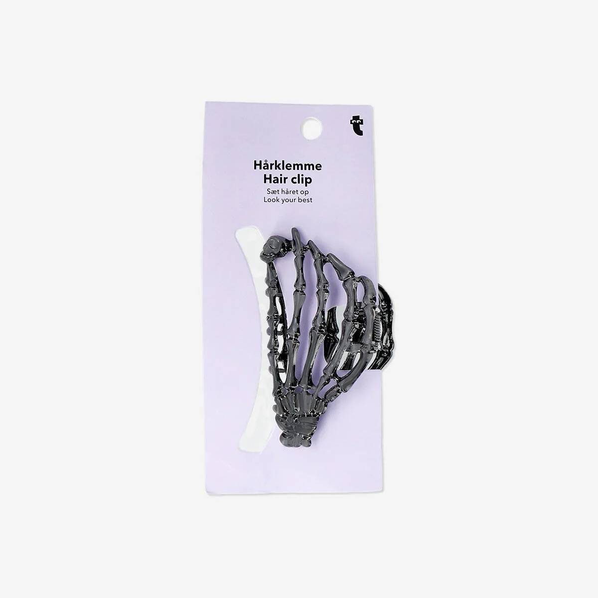 Clamp For Hair Skeleton Hand Oxidised Silver