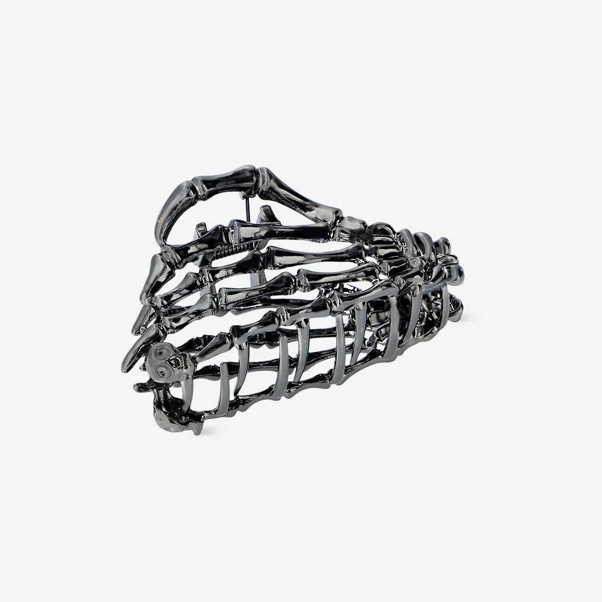 Clamp For Hair Skeleton Hand Oxidised Silver