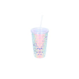 Cup W Straw Diamond Structure Pink