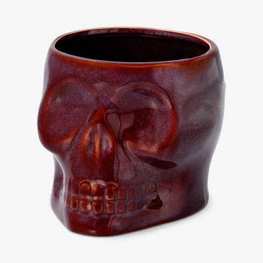 Flower Pot As Skull Ceramic Burgundy