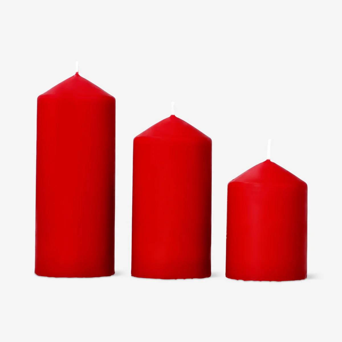 Pressed Pillar Dia 6Cm Candle 3Pcs Set Red