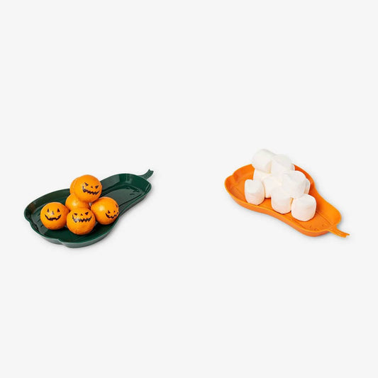 Plate Plastic Autumn Pumpkin 2Pcs