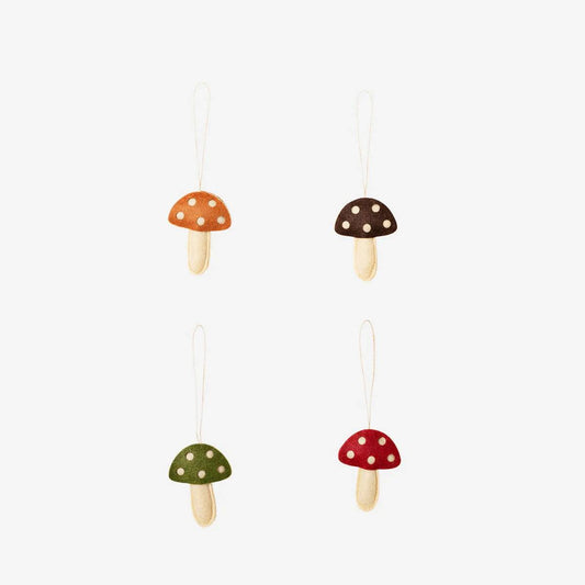 Hanging Deco Small Felt Mushrooms 4Pcs