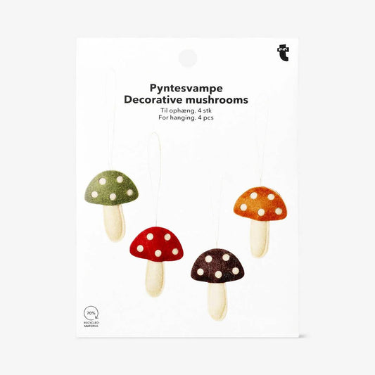 Hanging Deco Small Felt Mushrooms 4Pcs