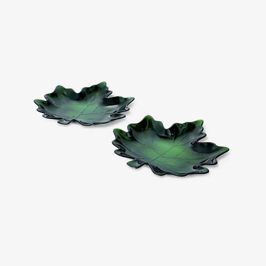 Plate Plastic Autumn Leaf 2Pcs