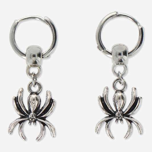 Earrings Small Hoops with Spider Silver