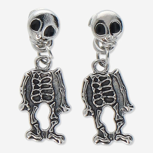 Earrings Studs Wdangling Skeleton Silver