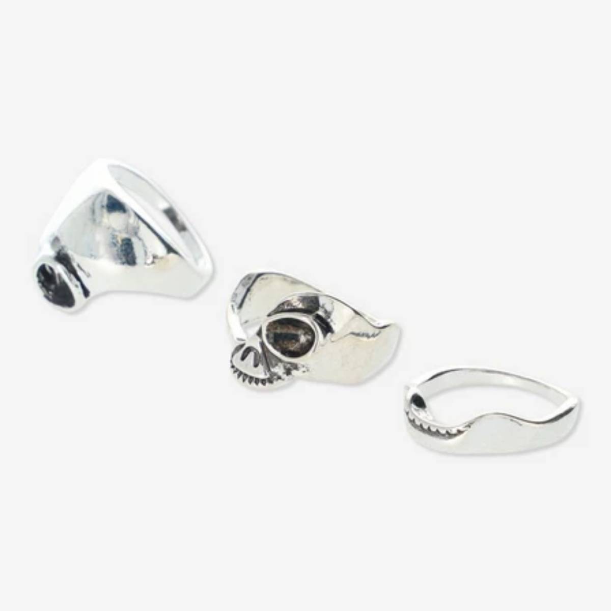 Fingerring Silver Skull 3In1 Skull Hwm/L