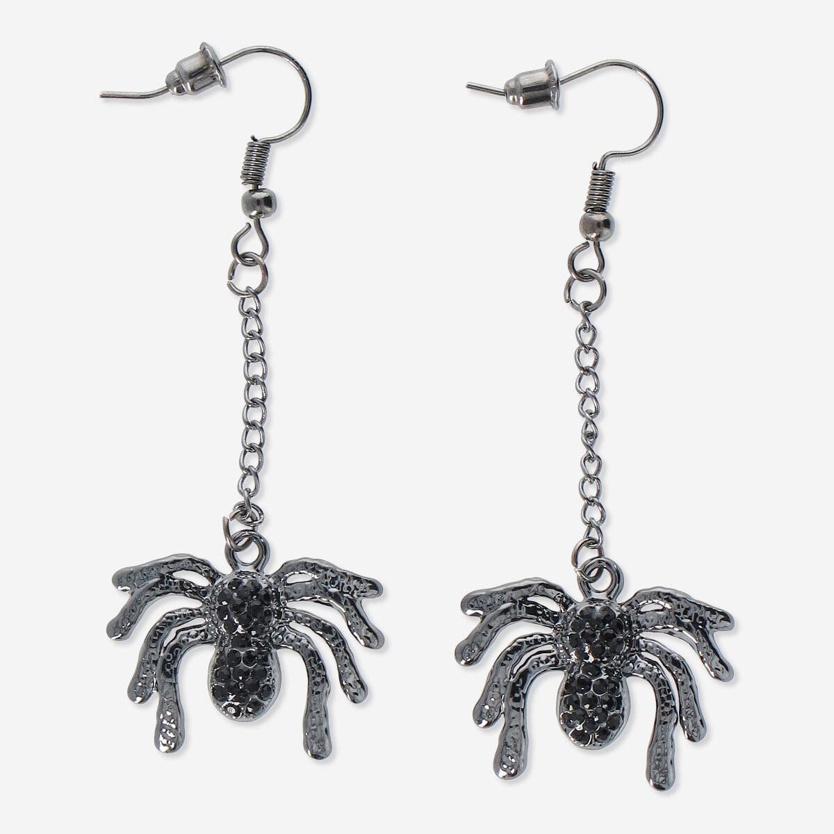 Earrings Large Spider with Stones Hematite