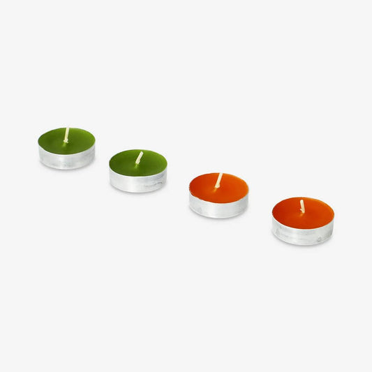 Tealight 18 Pcs Pack Green, Yellow & Orange Color