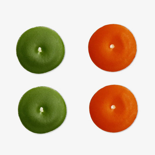 Tealight 18 Pcs Pack Green, Yellow & Orange Color