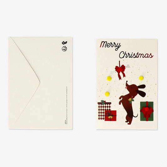 Card W Envelope Pom Pom Dog