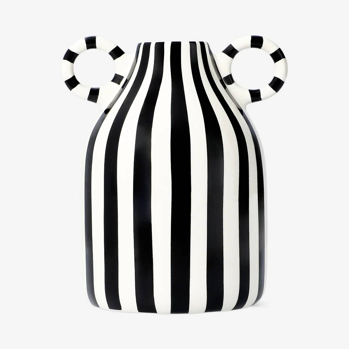 Vase W Handles & Black Stripes