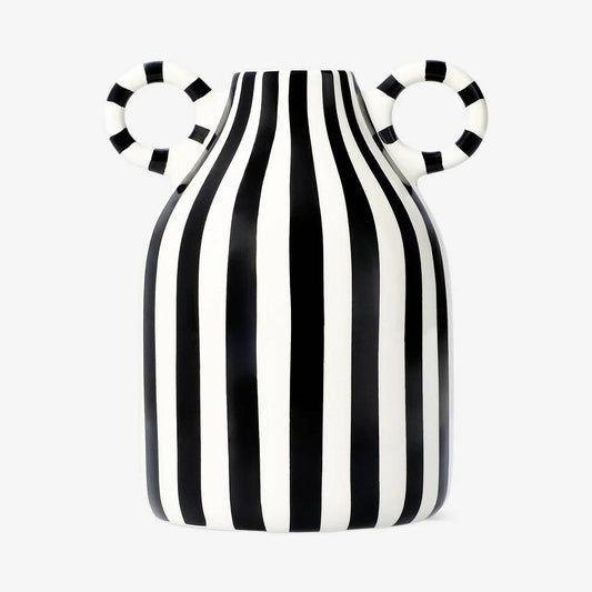 Vase W Handles & Black Stripes