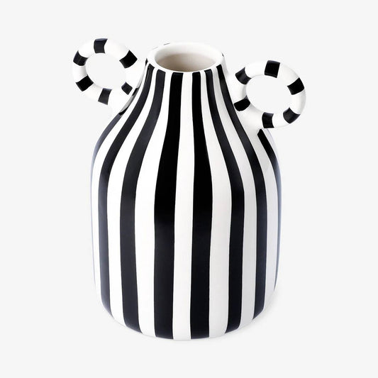 Vase W Handles & Black Stripes