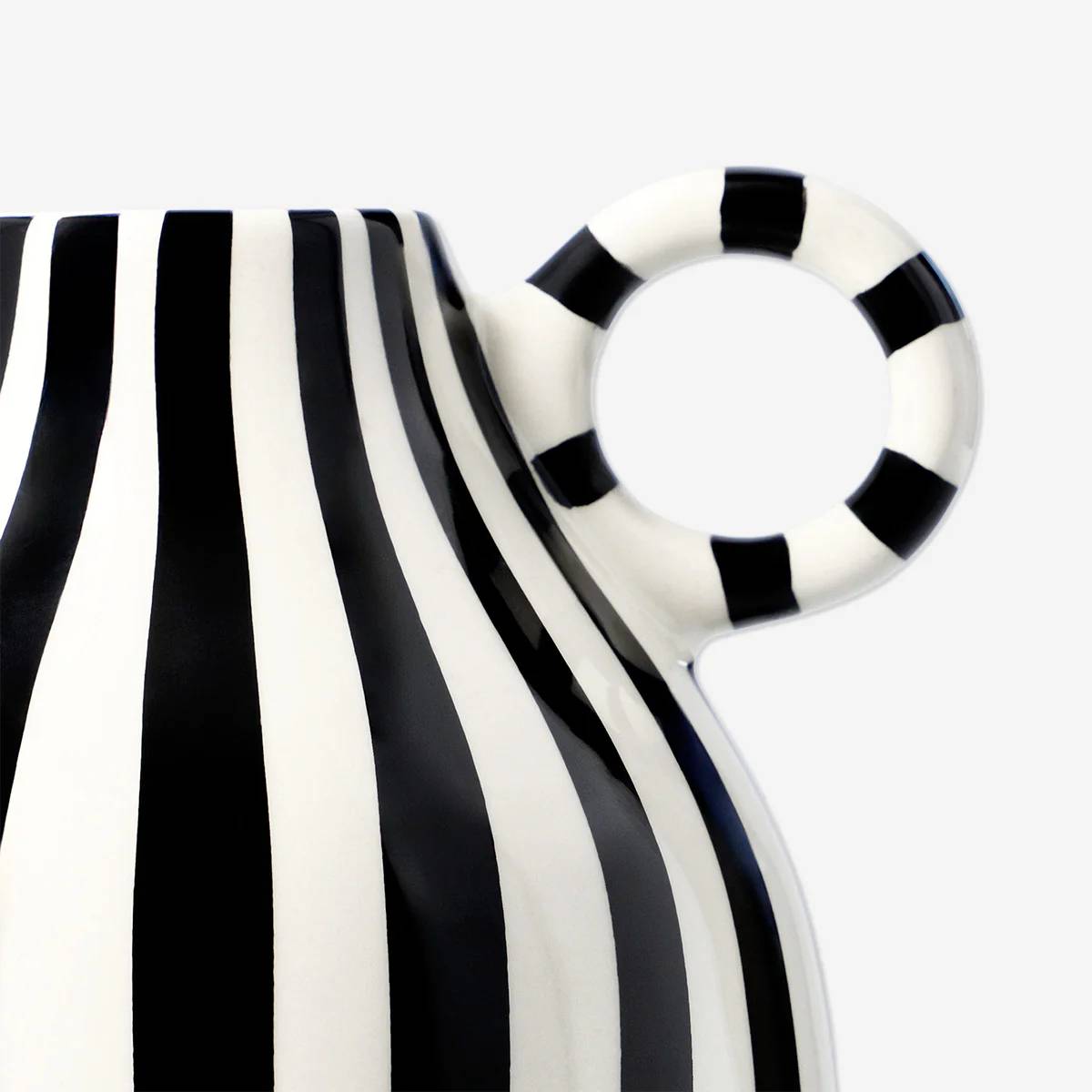 Vase W Handles & Black Stripes