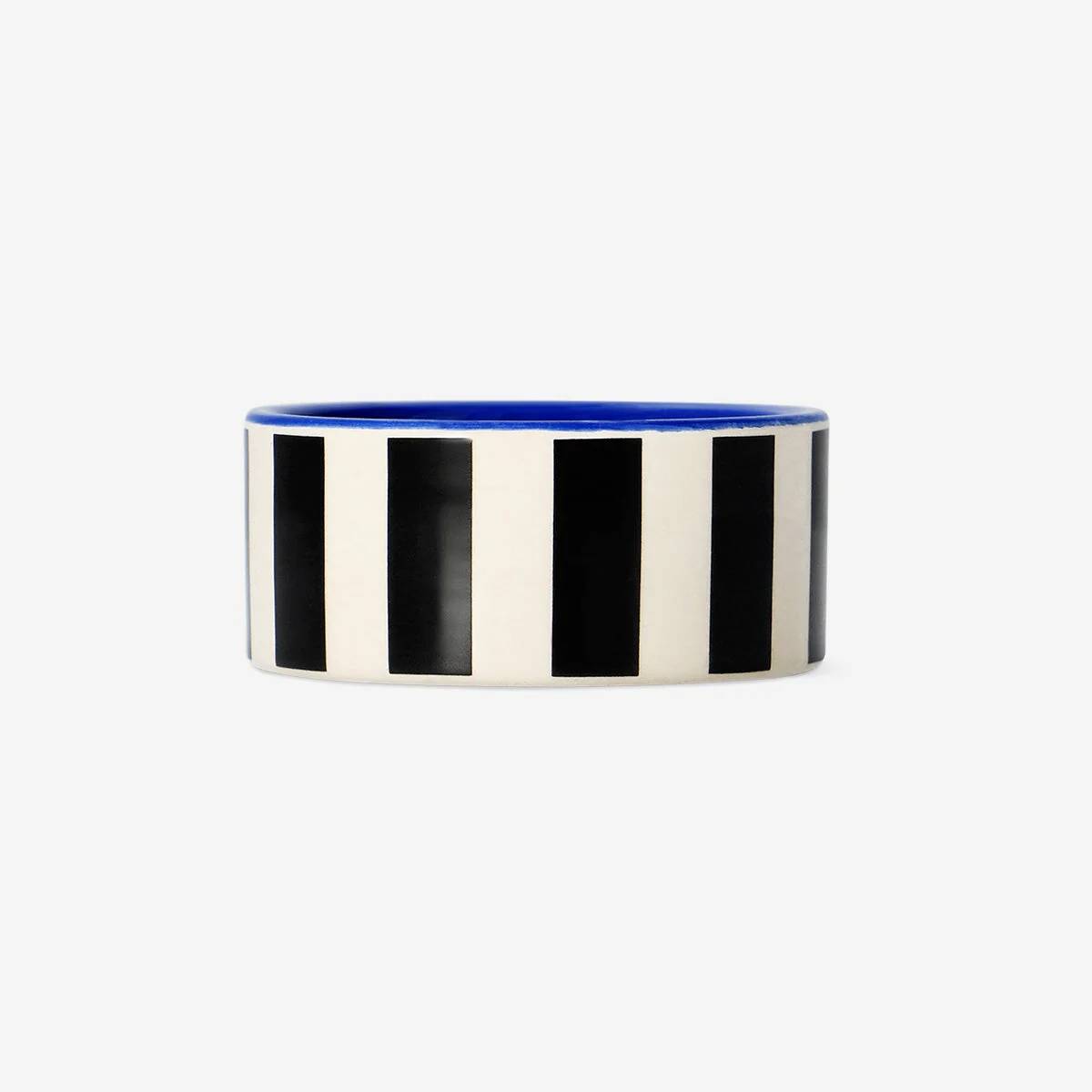 Tealight Holder Ceramic Black Stripes